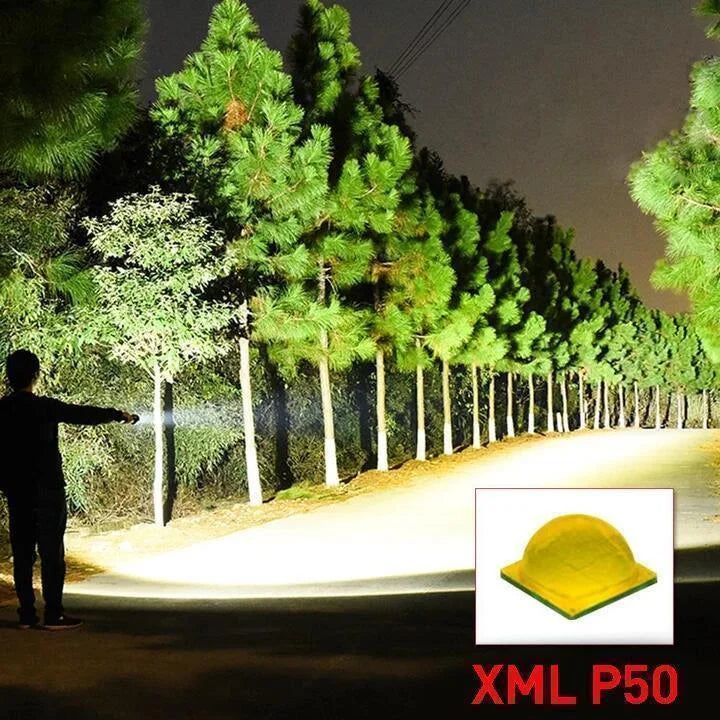 Linterna LED recargable con zoom y carcasa de aluminio
