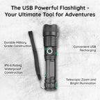 Linterna LED recargable USB de alta potencia