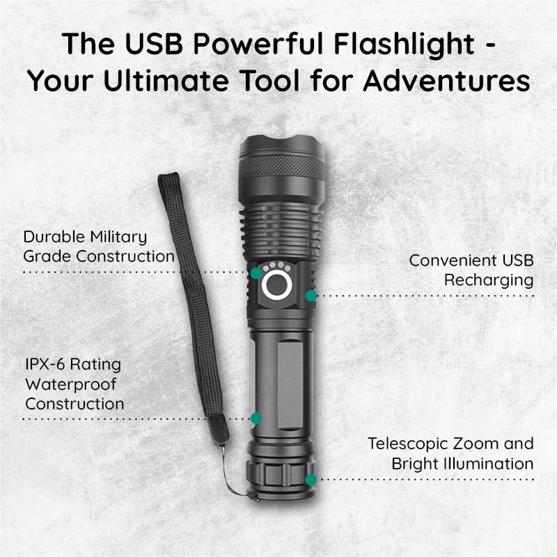 Linterna LED recargable USB de alta potencia