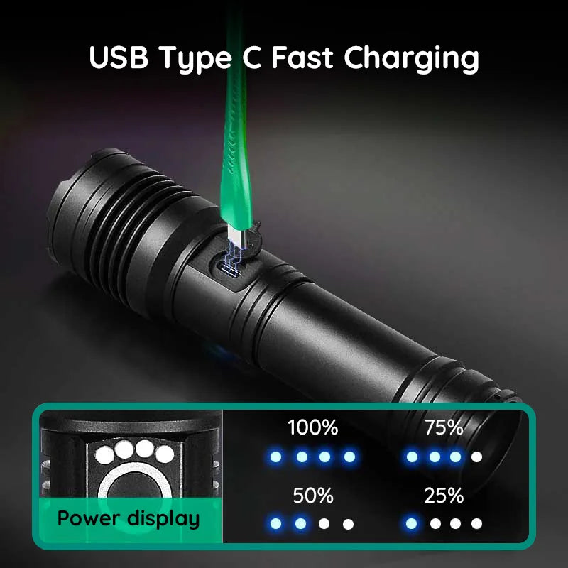 Linterna LED recargable USB de alta potencia
