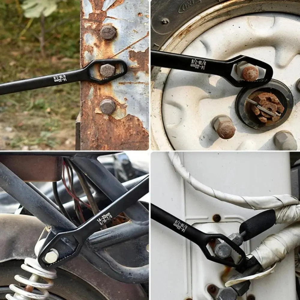 Llave ajustable con mango autoapriete de doble cara, acero cromado