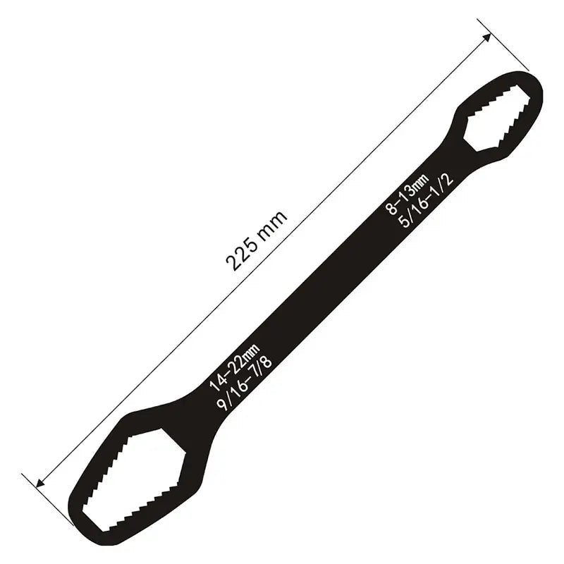 Llave ajustable con mango autoapriete de doble cara, acero cromado