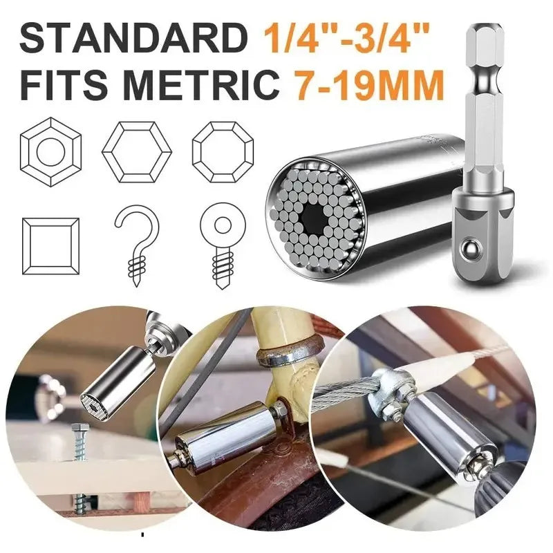 Llave de vaso universal adaptable para taladro y carraca