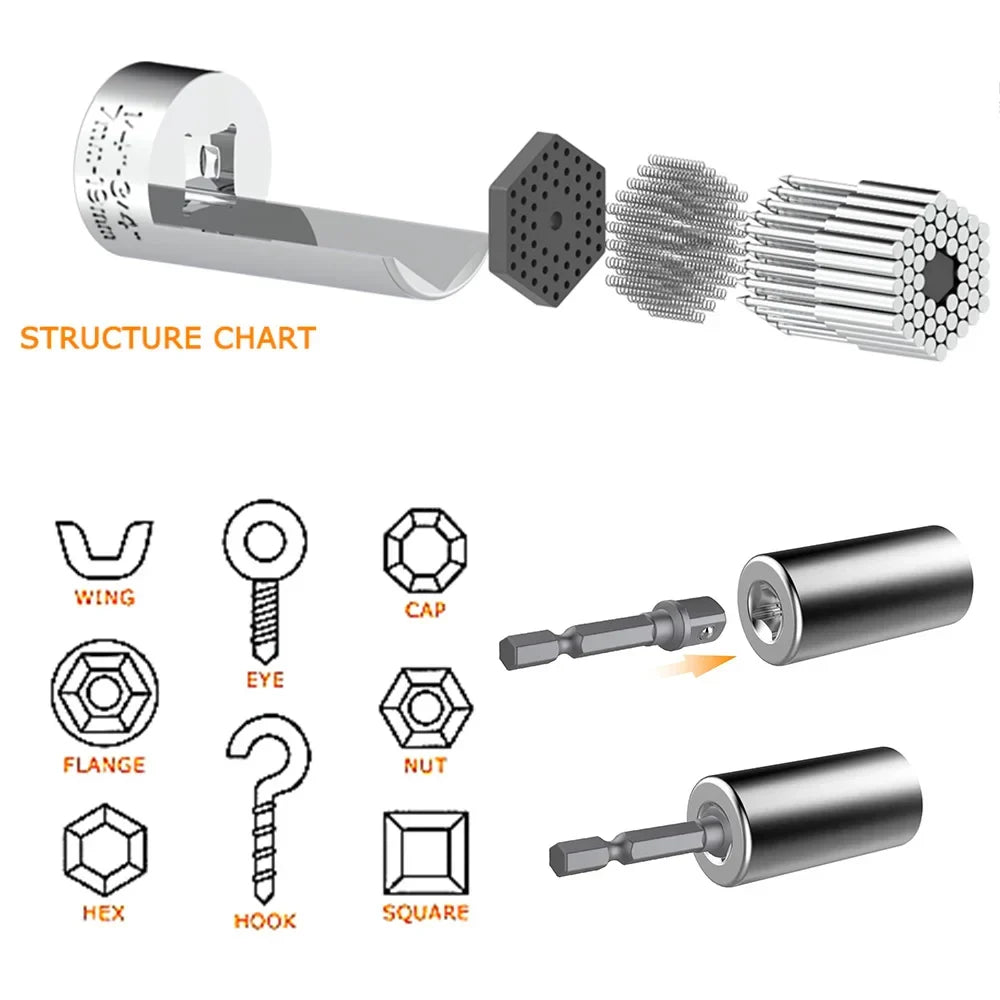 Llave de vaso universal adaptable para taladro y carraca
