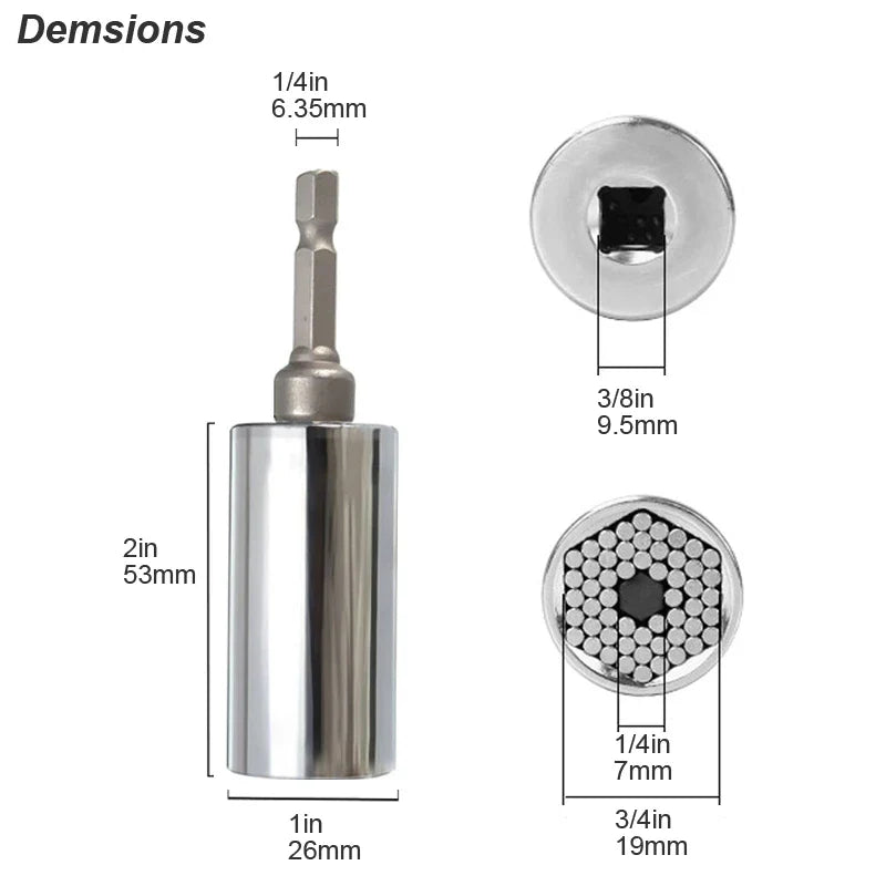 Llave de vaso universal adaptable para taladro y carraca