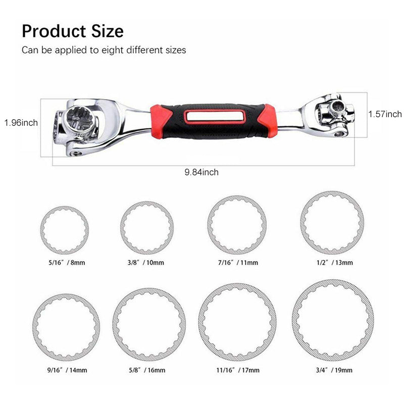 Llave inglesa universal 52 en 1 con cabezal giratorio 360°