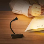 Luz de lectura con brazo flexible y pinza con muelle, recargable por USB