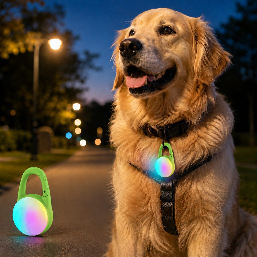 Luz LED de Seguridad Recargable con Clip para Perros en Paseos Nocturnos