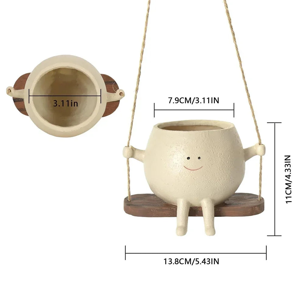 Maceta colgante Happy Buddy con diseño divertido