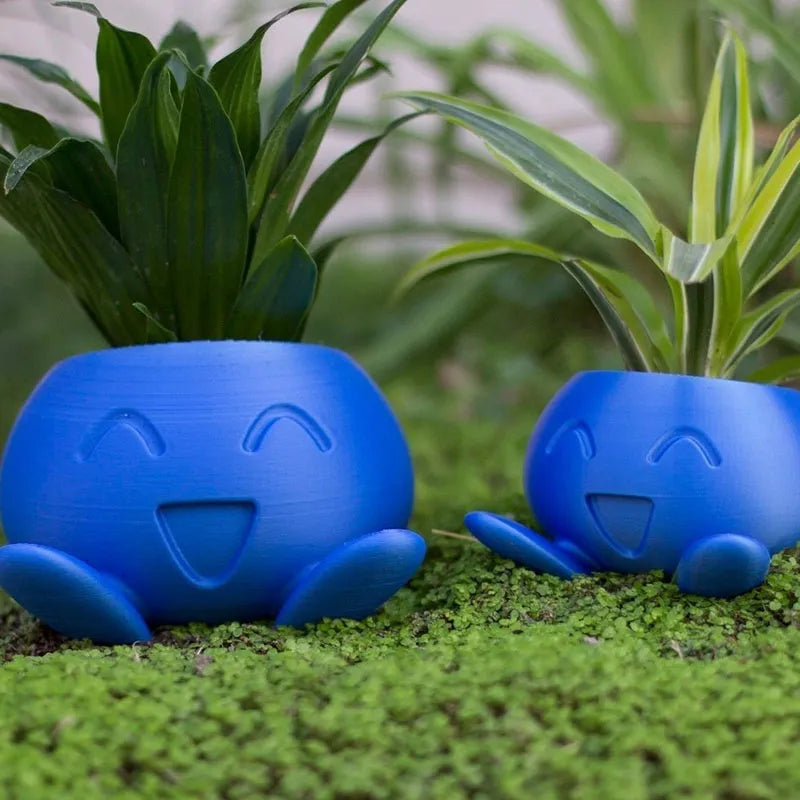 Maceta de cerámica con cara para plantas pequeñas