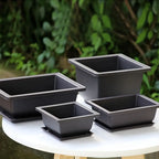 Maceta rectangular con plato para jardín y balcón