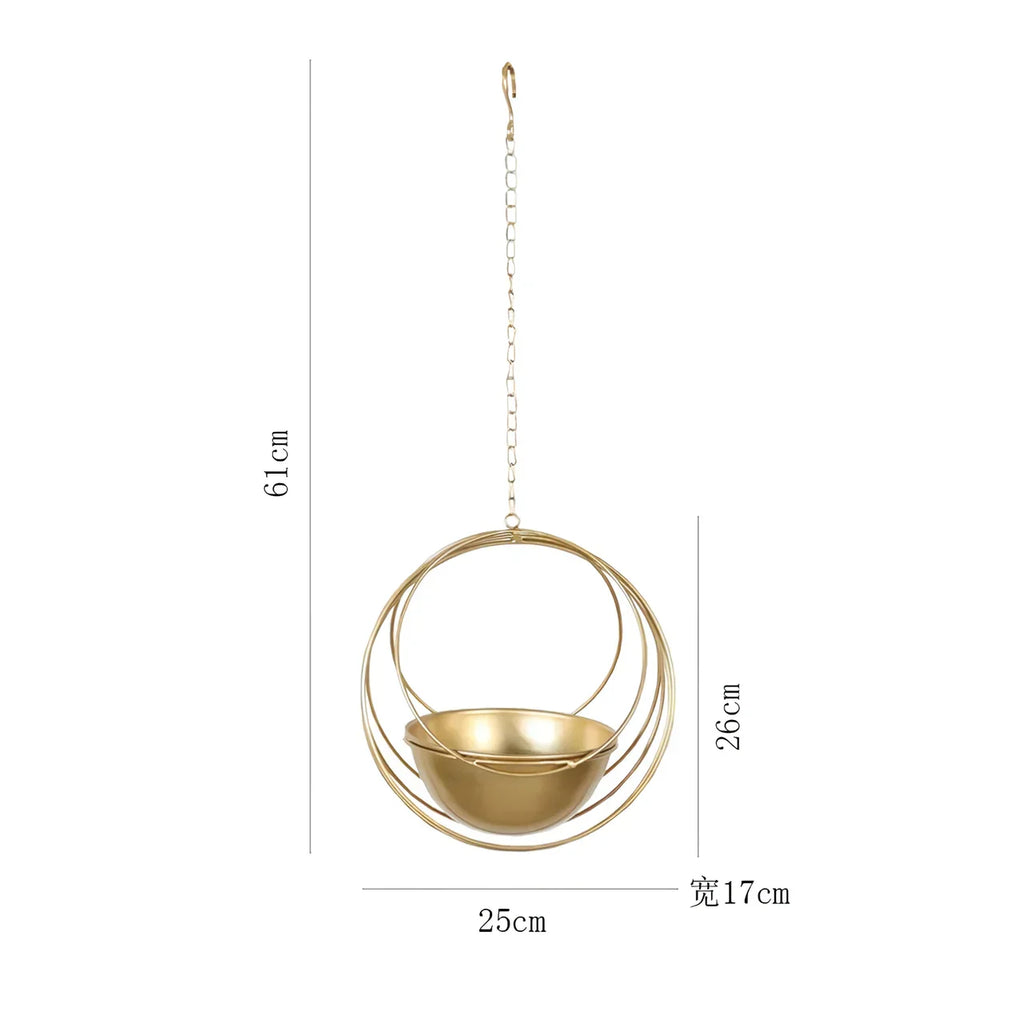 Macetero colgante de hierro decorativo con cadenas para interior y exterior