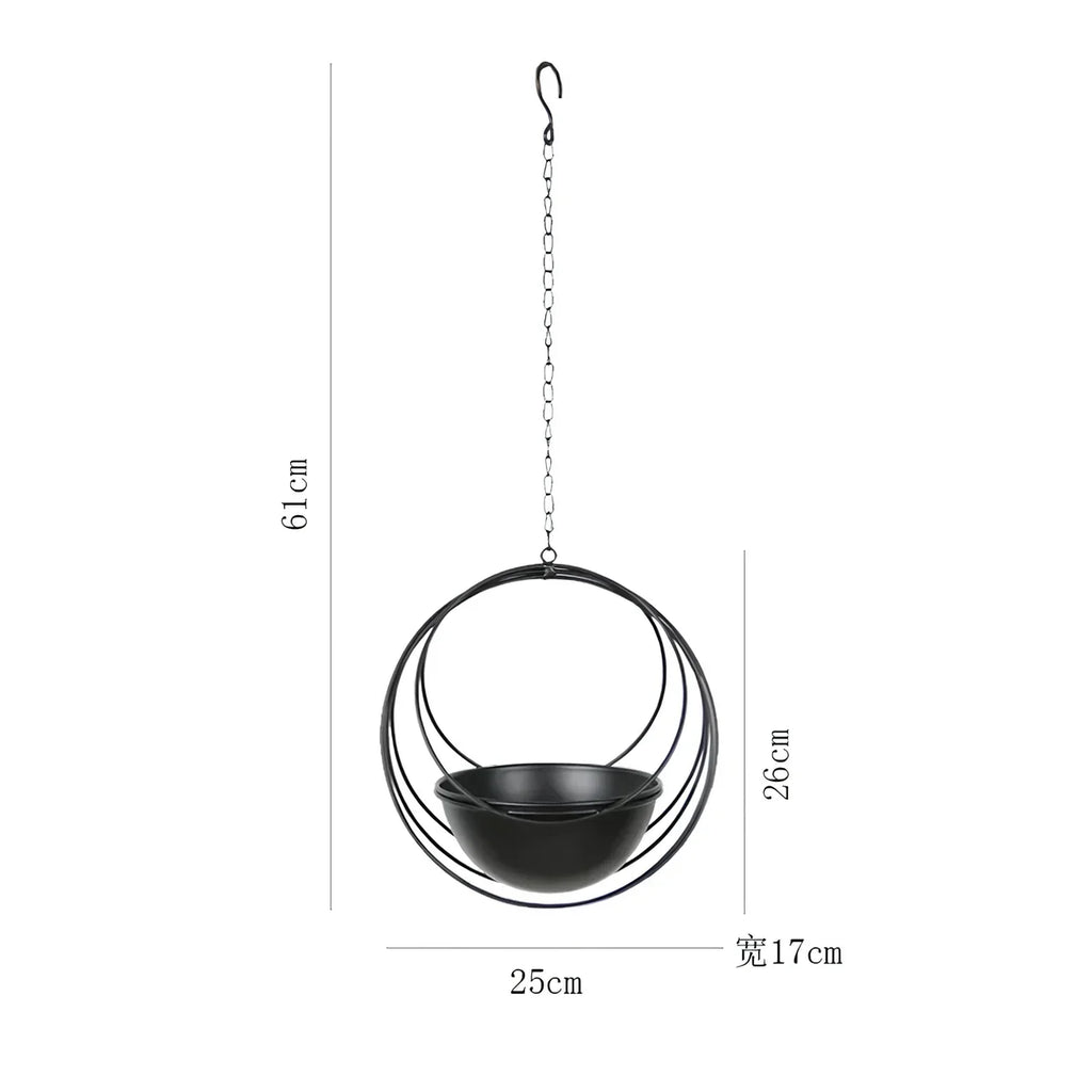 Macetero colgante de hierro decorativo con cadenas para interior y exterior