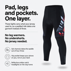 Mallas largas de ciclismo acolchadas para hombre con bolsillos