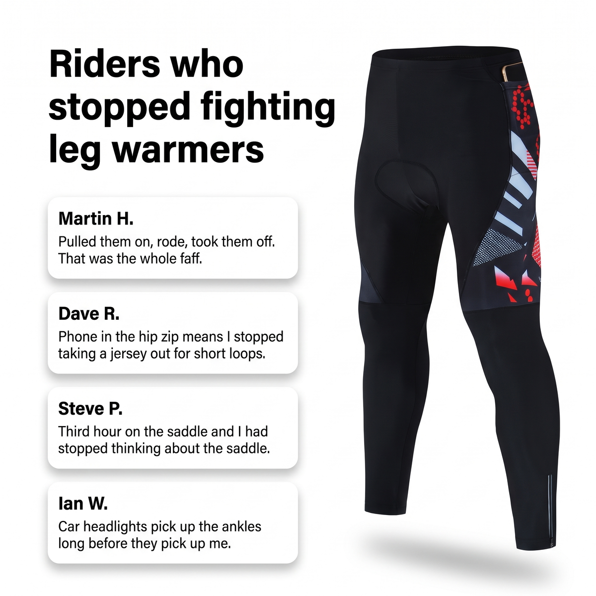 Mallas largas de ciclismo acolchadas para hombre con bolsillos