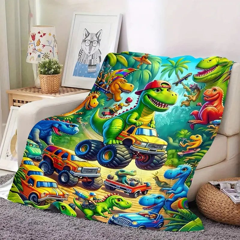 Manta de felpa con estampado de dinosaurios