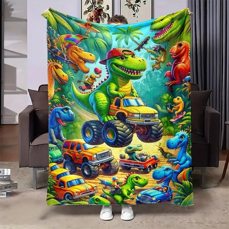Manta de felpa con estampado de dinosaurios