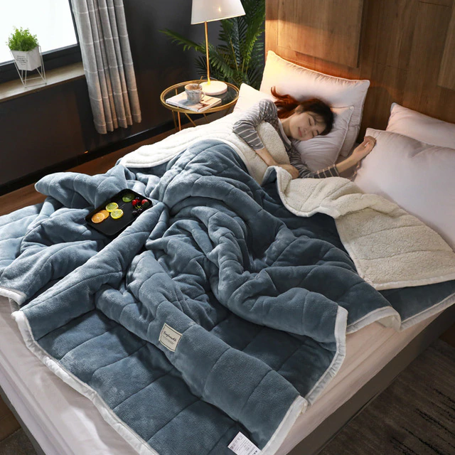 Manta de invierno acogedora | Terciopelo suave y lana de cordero | Lavable a máquina | Ideal para otoño e invierno
