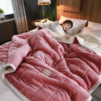 Manta de invierno acogedora | Terciopelo suave y lana de cordero | Lavable a máquina | Ideal para otoño e invierno