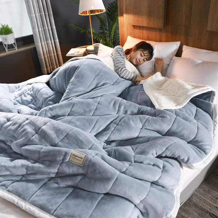 Manta de invierno acogedora | Terciopelo suave y lana de cordero | Lavable a máquina | Ideal para otoño e invierno