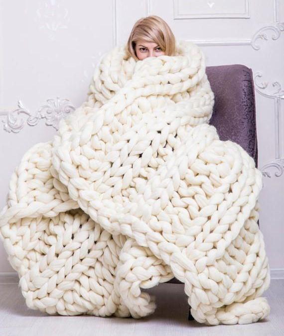 Manta de punto grueso 80×100 cm y 100×120 cm – Accesorio acogedor para otoño e invierno