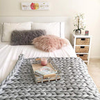 Manta de punto grueso 80×100 cm y 100×120 cm – Accesorio acogedor para otoño e invierno