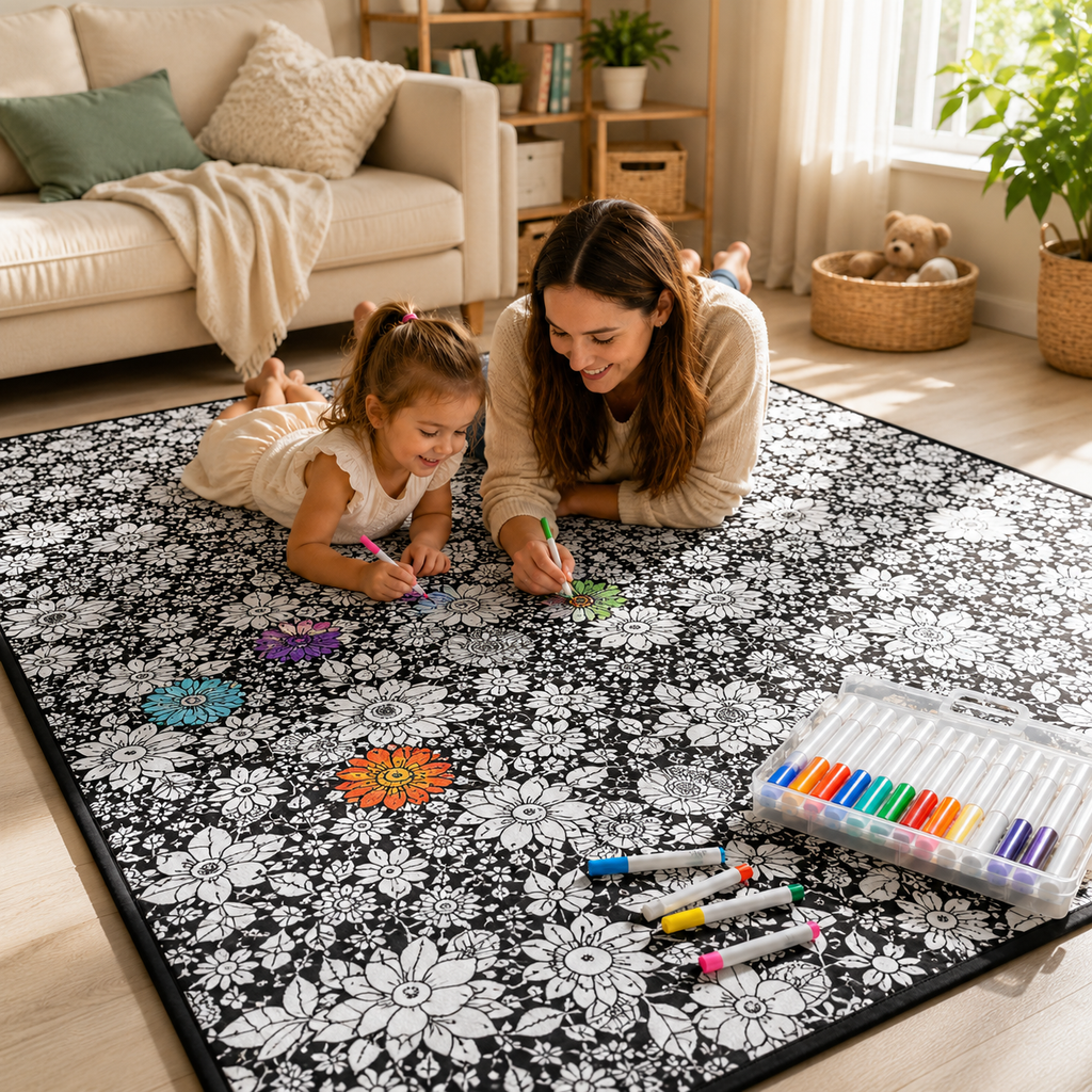 Manta DIY para colorear para niños, tejido suave de felpa, lavable y reutilizable