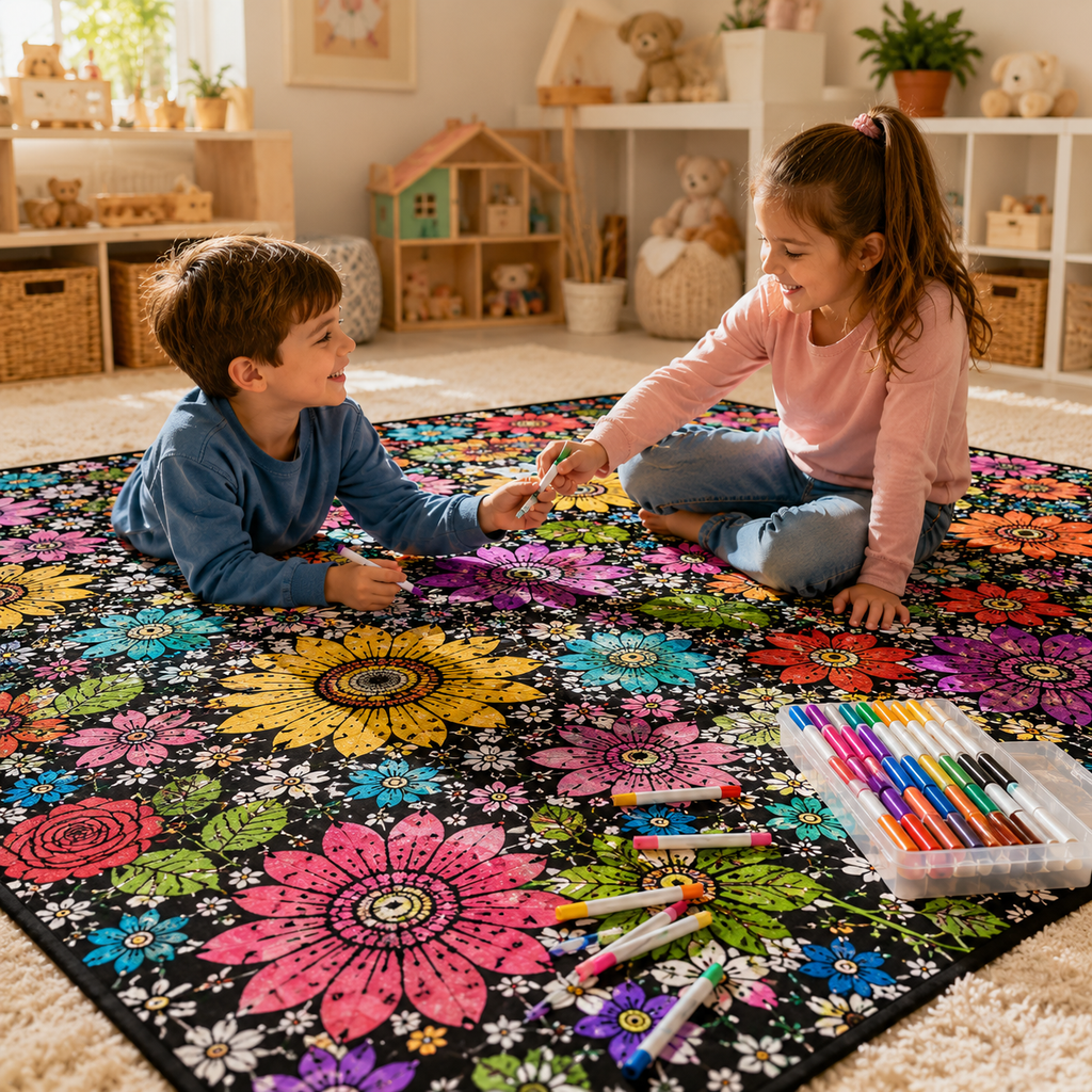 Manta DIY para colorear para niños, tejido suave de felpa, lavable y reutilizable