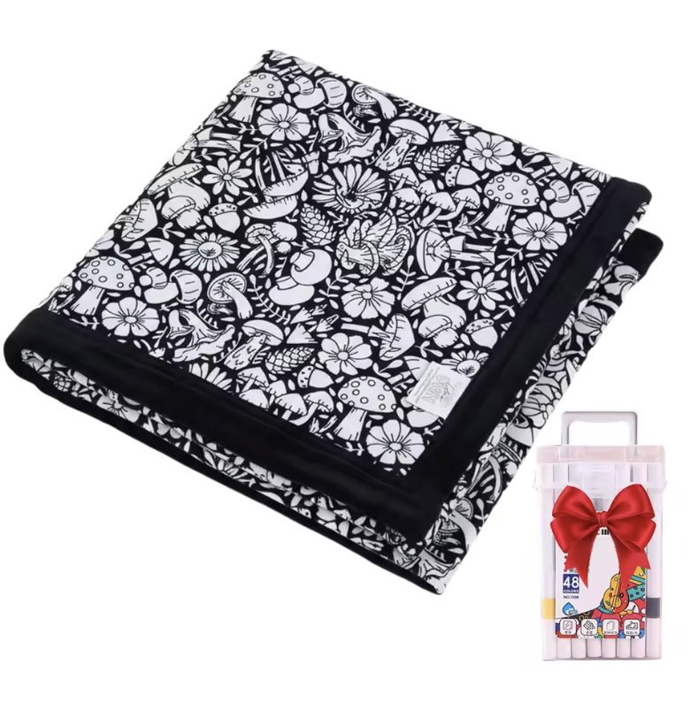Manta DIY para colorear para niños, tejido suave de felpa, lavable y reutilizable