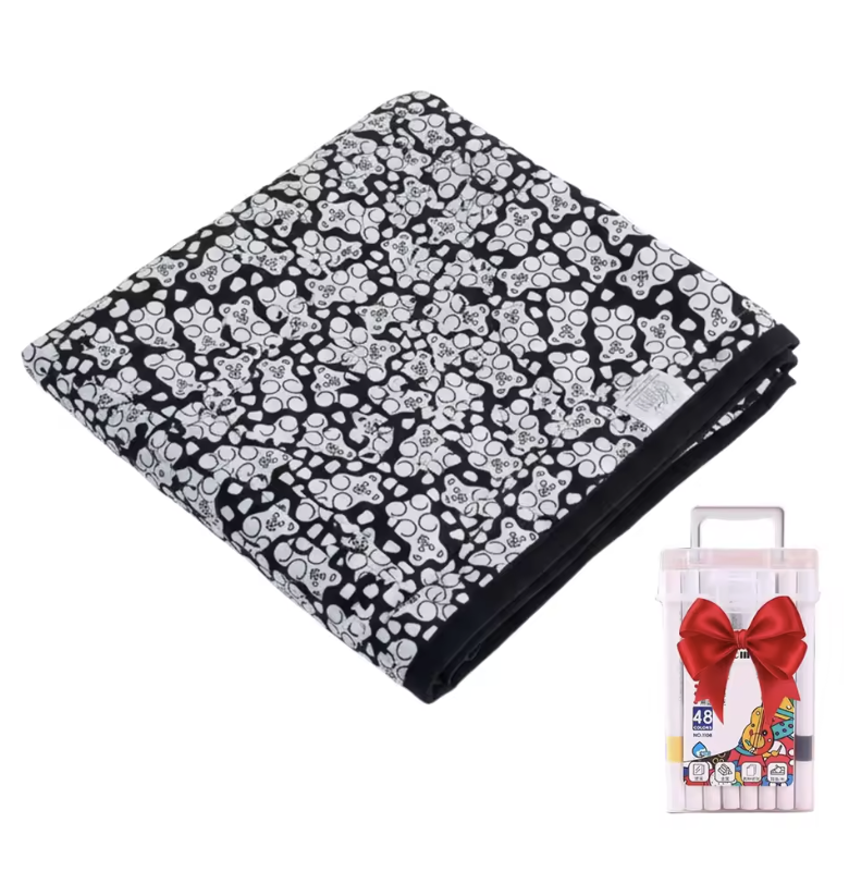 Manta DIY para colorear para niños, tejido suave de felpa, lavable y reutilizable