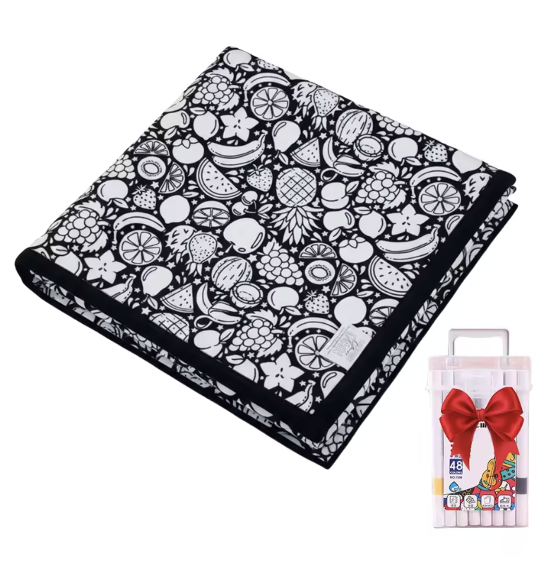 Manta DIY para colorear para niños, tejido suave de felpa, lavable y reutilizable