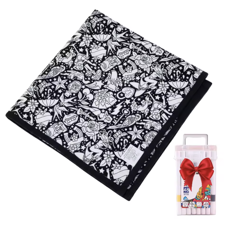 Manta DIY para colorear para niños, tejido suave de felpa, lavable y reutilizable