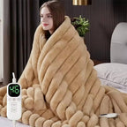 Manta eléctrica de pelo sintético, manta térmica acogedora para sofá, cama y hogar