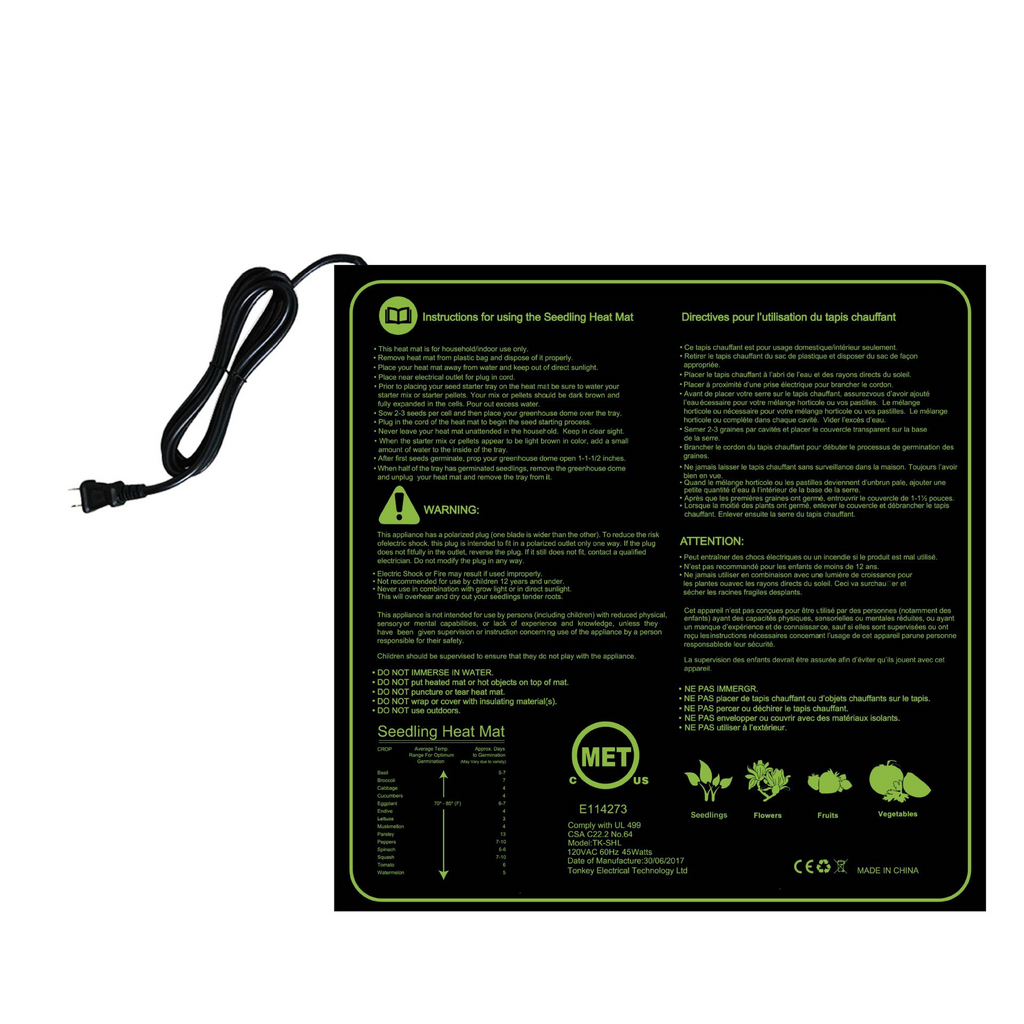 Manta térmica para semilleros con control de temperatura para germinación y crecimiento acelerados