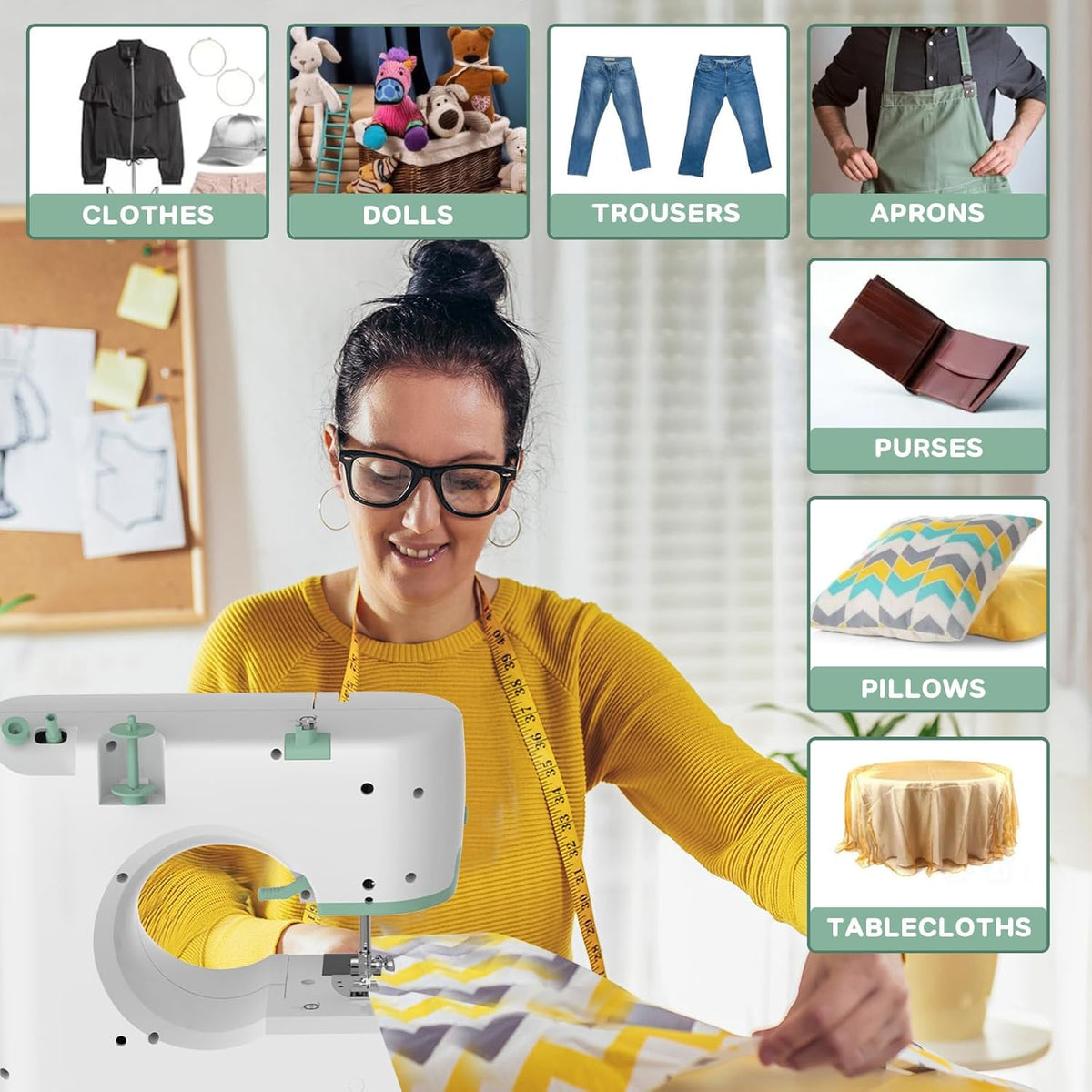 Máquina de coser portátil con 12 puntadas y mesa extensible