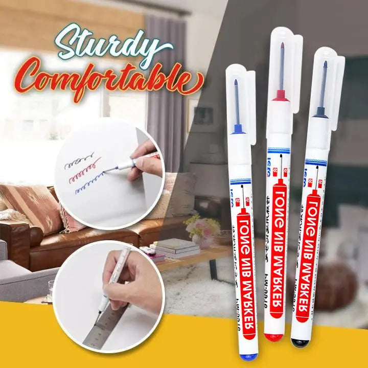 Marcador de agujeros profundos con punta larga – Resistente al agua y a manchas (set de 3)