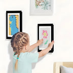 Marco cambiable de madera para dibujos infantiles A4 / A3 – Almacenamiento para 150 dibujos, 6 colores
