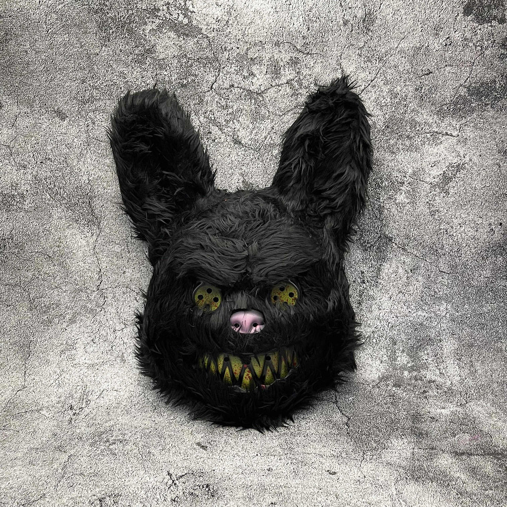 Máscara de conejo o de oso terrorífico para Halloween en pelo sintético con dientes ensangrentados, 4 diseños y sets de 