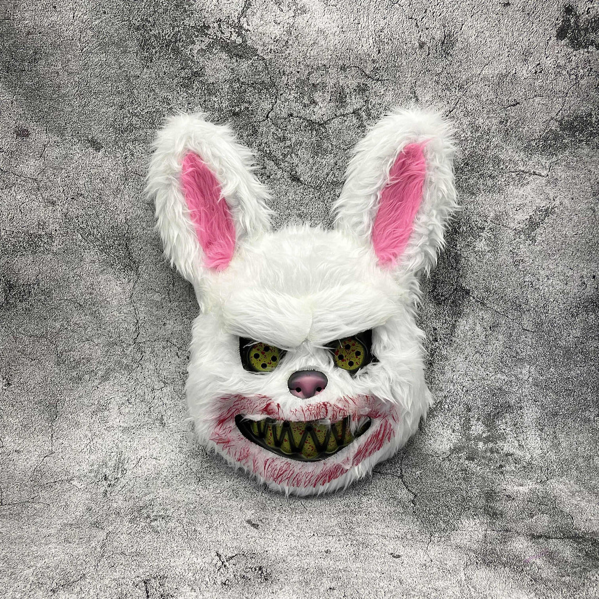 Máscara de conejo o de oso terrorífico para Halloween en pelo sintético con dientes ensangrentados, 4 diseños y sets de 