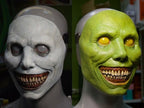 Máscara de Halloween terrorífica, máscara de demonio sonriente de látex para adultos, máscara espeluznante para fiestas 