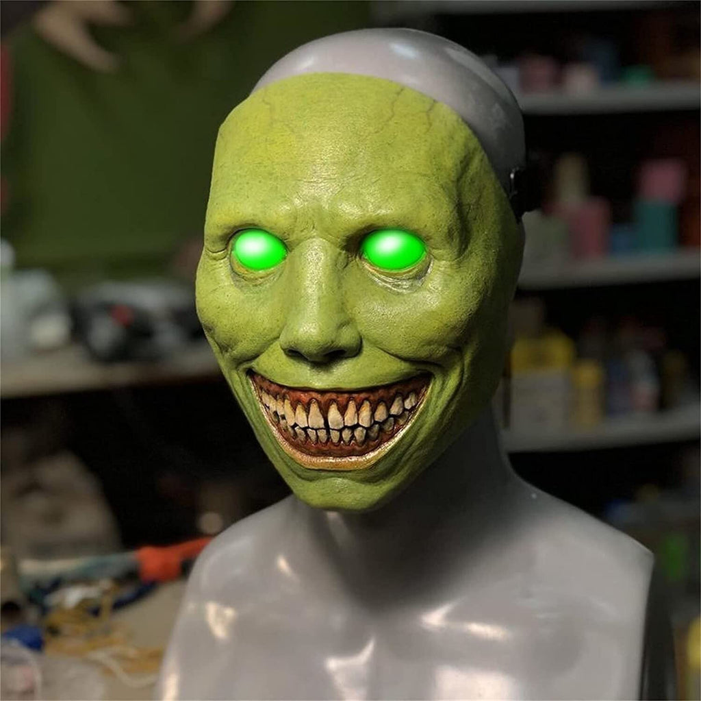 Máscara de Halloween terrorífica, máscara de demonio sonriente de látex para adultos, máscara espeluznante para fiestas 