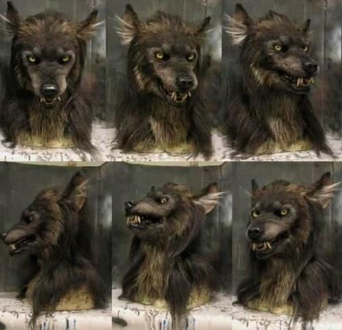 Máscara de lobo con mandíbula móvil y textura de pelo de silicona para eventos de disfraces