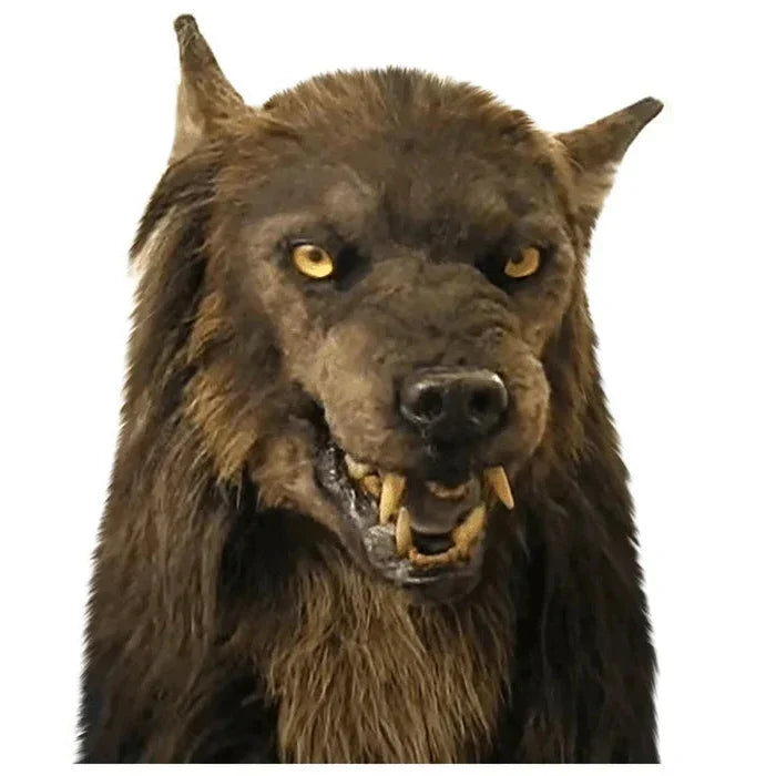 Máscara de lobo con mandíbula móvil y textura de pelo de silicona para eventos de disfraces