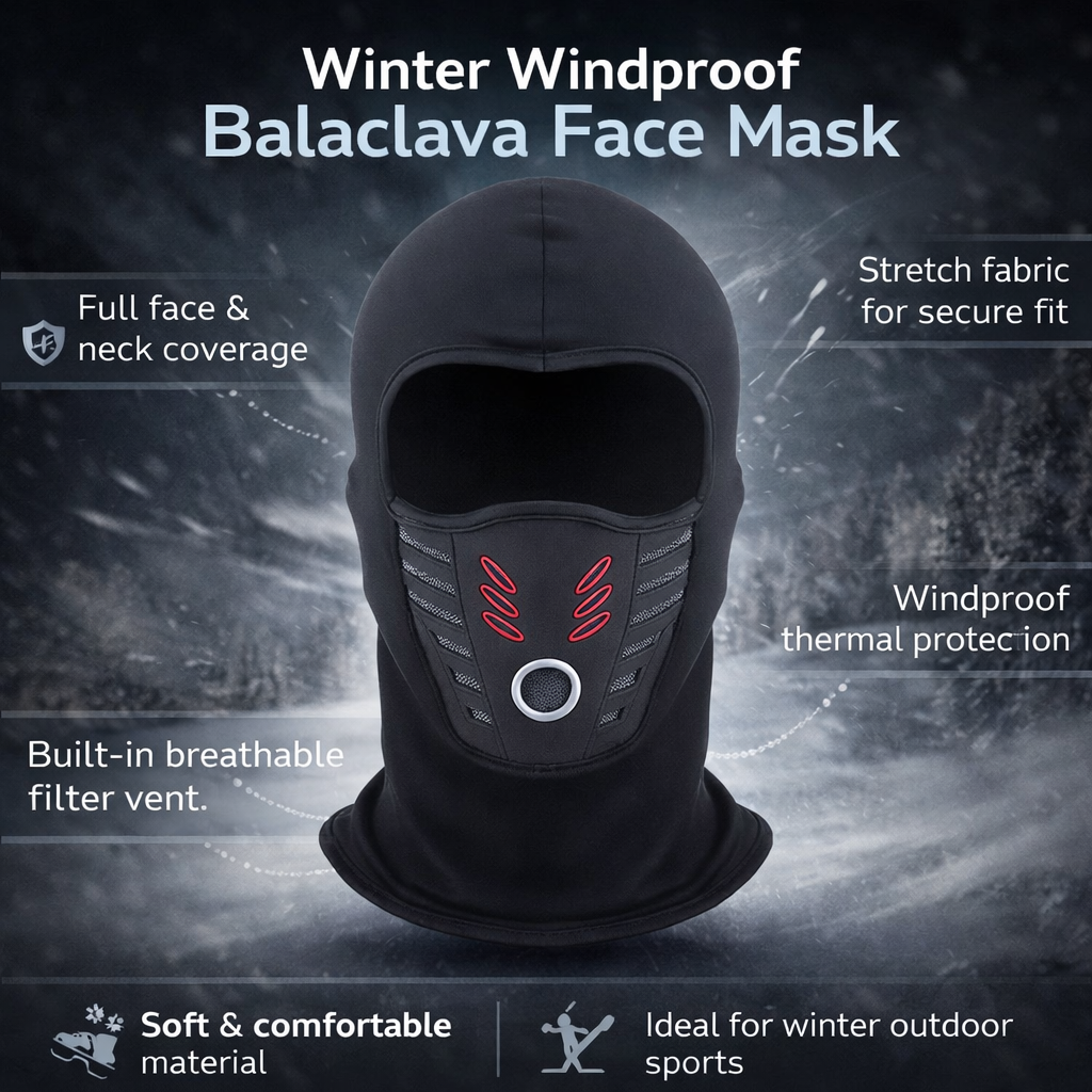 Máscara facial de invierno cálida — Cobertura térmica cortavientos