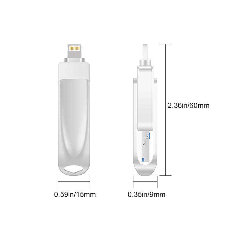 Memoria USB 3 en 1 con conectores Lightning, Micro-USB y USB 3.0