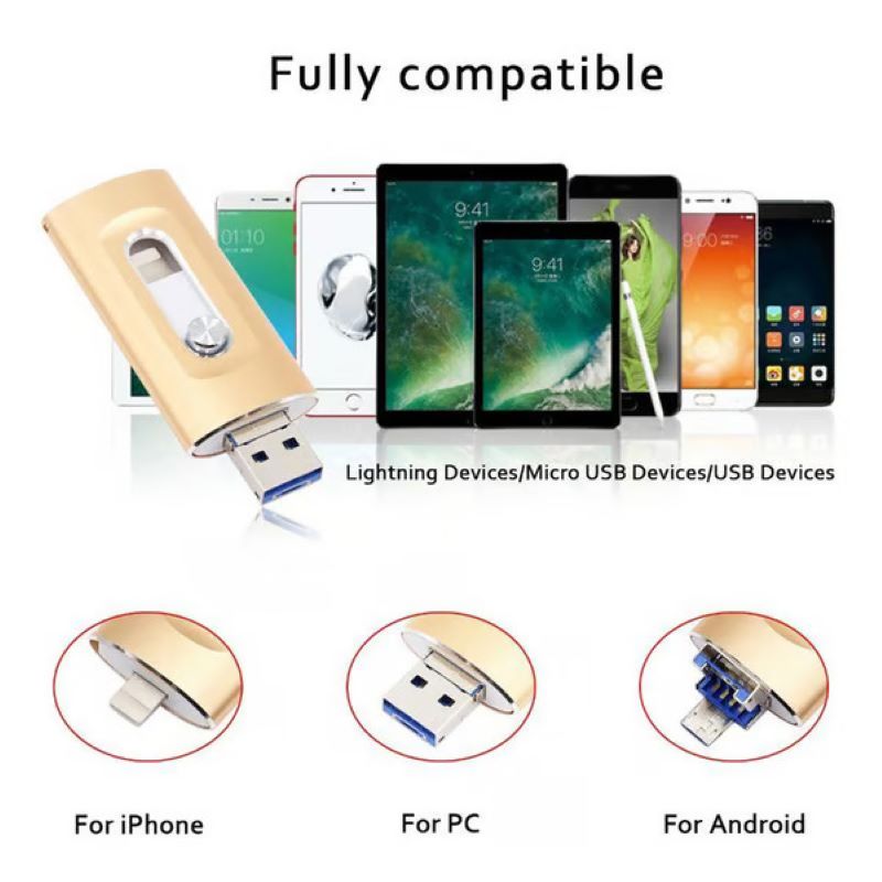 Memoria USB 3 en 1 de gran capacidad para móvil y ordenador