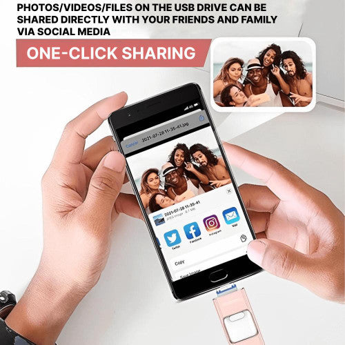 Memoria USB 4 en 1 para iPhone, Android y PC con transferencia rápida de archivos