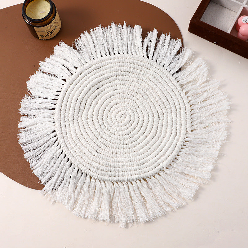 Mesa decorativa de macramé