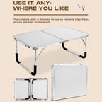 Mesa plegable de exterior en formato maleta para camping y balcón
