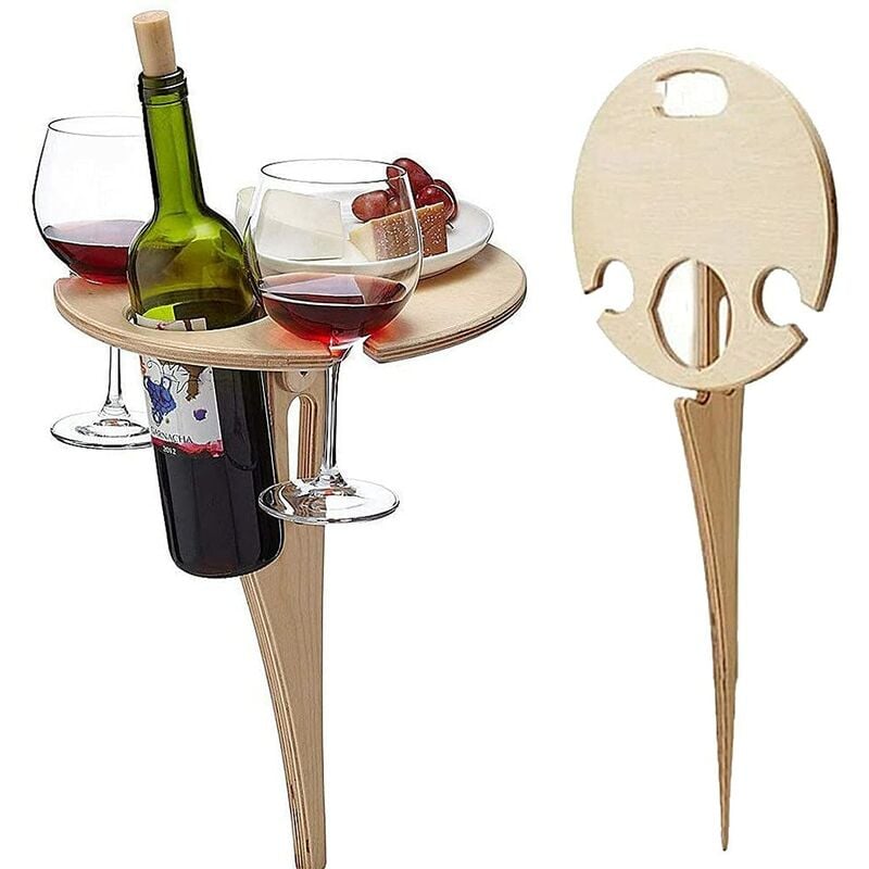 Mesa plegable portátil de madera para vino y picnic